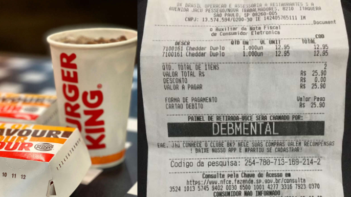 Uma funcionária que trabalhava no Burger King em Itaquera, Zona Leste de São Paulo, foi demitida depois de ter identificado um cliente com um termo depreciativo. (Foto: Reprodução)