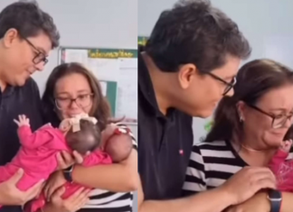 O casal Samir e Elene Dias, de Mato Grosso, realizaram o sonho de serem pais após adotarem duas meninas gêmeas. (Foto: Instagram)