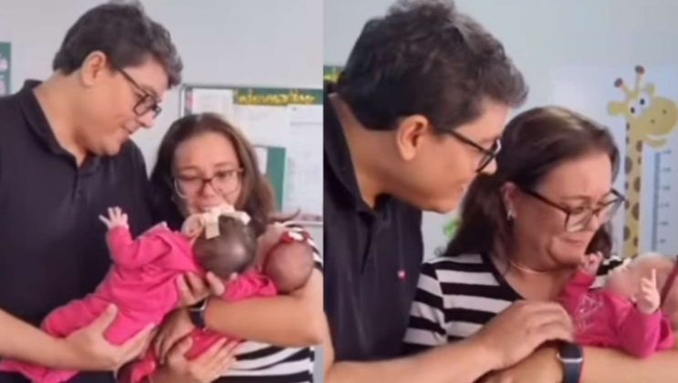 O casal Samir e Elene Dias, de Mato Grosso, realizaram o sonho de serem pais após adotarem duas meninas gêmeas. (Foto: Instagram)