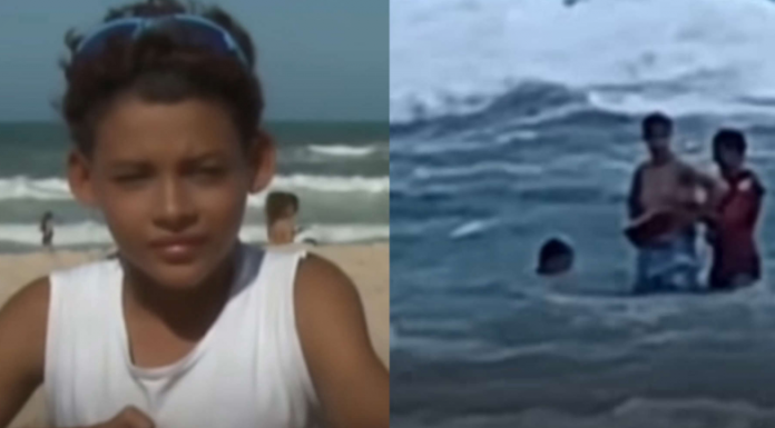 Marcelo Vitor Magalhães, de 11 anos, salvou um jovem turista de um afogamento na última sexta-feira (15), na Praia do Futuro, em Fortaleza. (Foto: Reprodução)