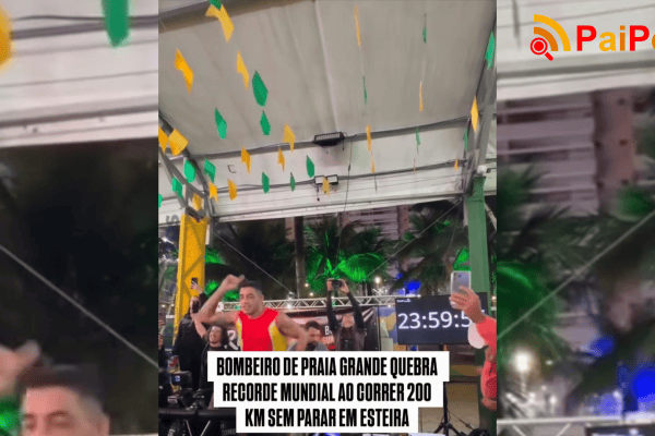 Bombeiro de Praia Grande quebra recorde mundial ao correr 200 km sem parar na esteira