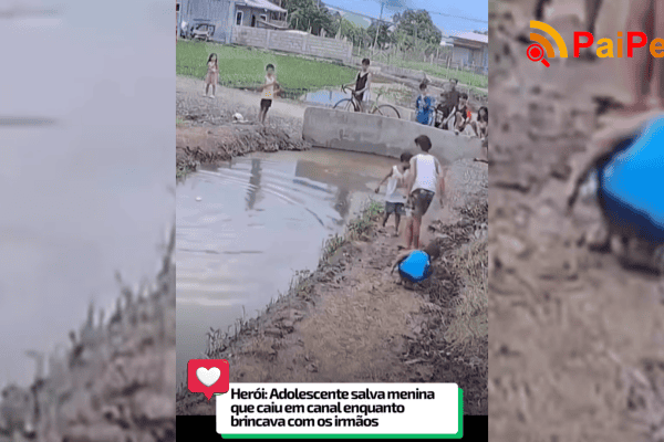 Herói: Adolescente salva menina que caiu em canal enquanto brincava com os irmãos