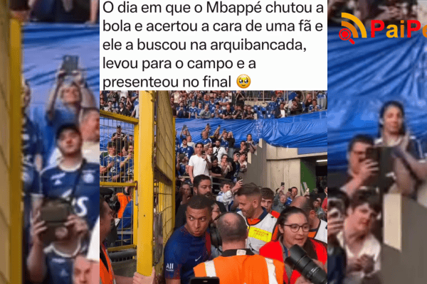 Mbappé surpreende fã após acertá-la com bola durante aquecimento