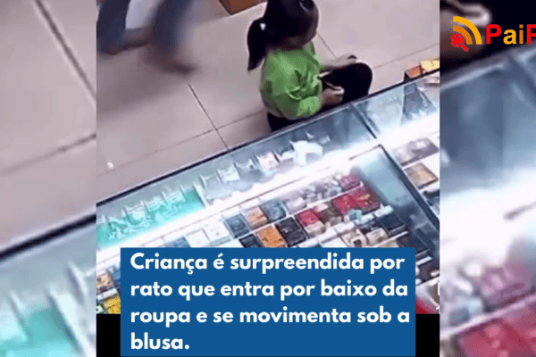 Criança é surpreendida por rato que entra por baixo da roupa e se movimenta sob a blusa
