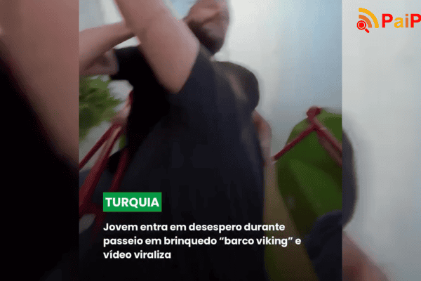 Jovem entra em desespero durante passeio em brinquedo “barco viking” e vídeo viraliza