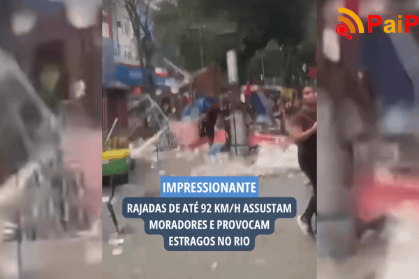 IMPRESSIONANTE: Rajadas de até 92 km/h assustam moradores e provocam estragos no Rio