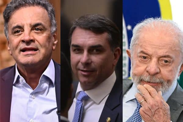 Aécio Neves lidera rejeição em pesquisa da AtlasIntel; Lula e Flávio Bolsonaro seguem