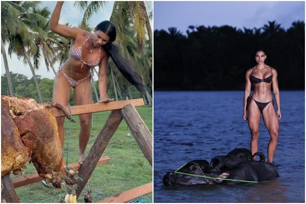 Influenciadora Lia Mendonça é criticada após vídeo polêmico de búfalo assado
