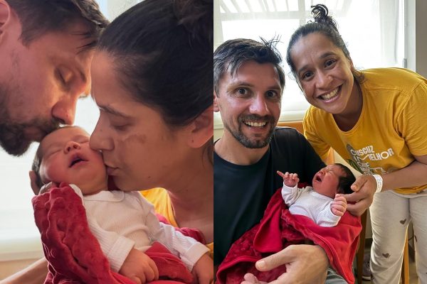 Filha de comentaristas esportivos Paulo Benini e Teliana Pereira nasce em carro