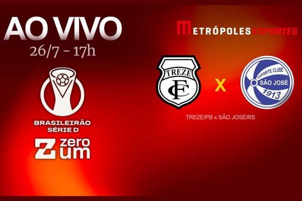 Metrópoles transmite Treze-PB x São José-RS ao vivo na Série D do Brasileirão