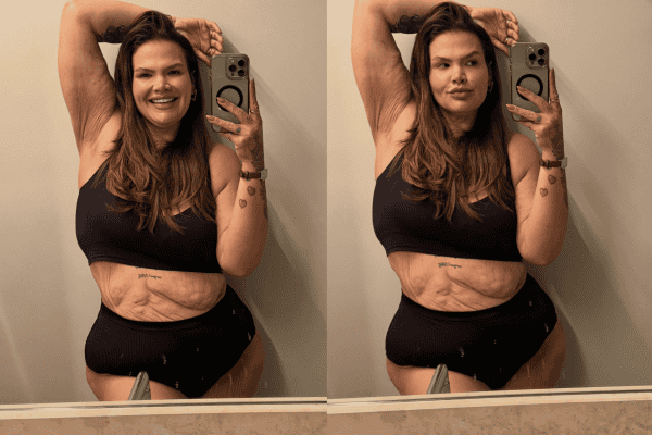 Thaís Carla posta fotos mostrando o corpo após sua transformação física, depois de perder mais de 100 kg