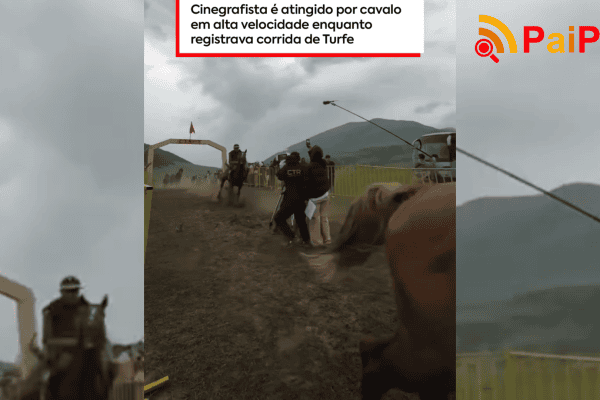 Cinegrafista é atingido por cavalo em alta velocidade enquanto registrava corrida de Turfe