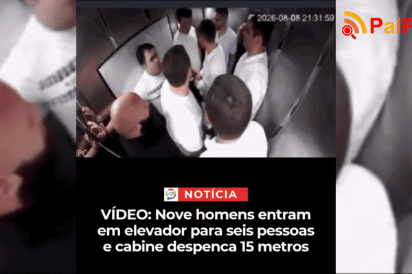 Nove homens entram em elevador para seis pessoas e o pior acontece