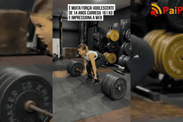 É muita força! Adolescente de 14 anos carrega 161 kg e impressiona a web