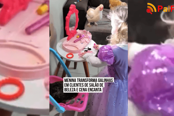 Menina transforma galinhas em clientes de salão de beleza e cena encanta