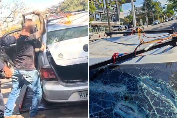 Motorista em Poços de Caldas destrói próprio carro durante fiscalização