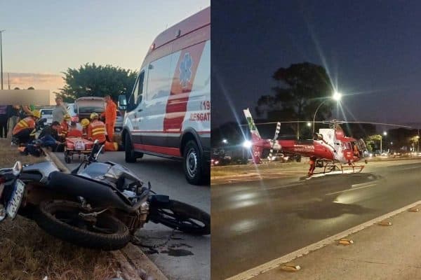 Helicóptero Interdita Avenida no DF para Resgatar Motociclista