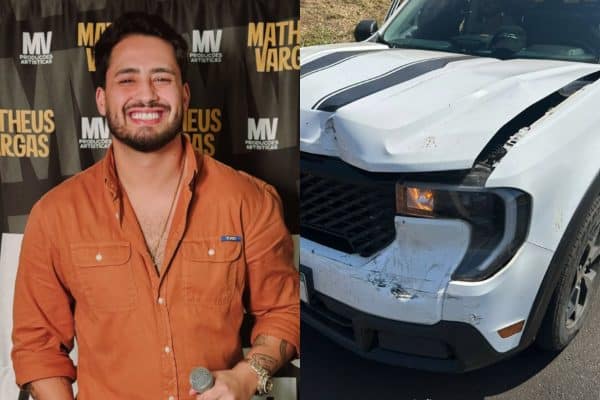 Matheus Vargas, filho de Leonardo, tranquiliza fãs após acidente de carro em Barretos