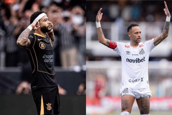 Depay e Neymar se enfrentam no clássico Corinthians x Santos pelo Brasileirão