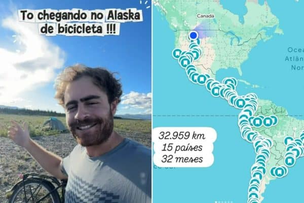 Mineiro Lucca Cardoso percorre 39 mil km de bicicleta, de Ushuaia ao Alasca