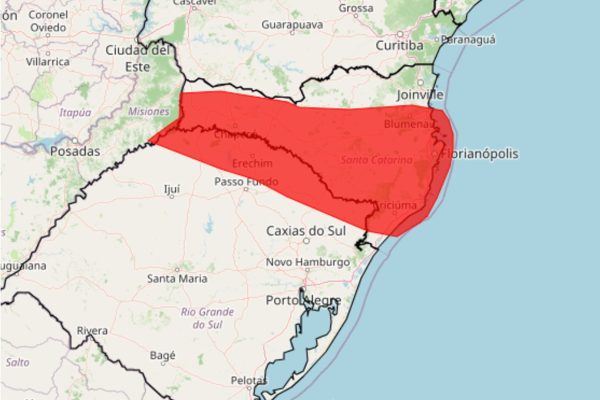 Inmet emite alerta severo de tempestades para SC e RS com granizo e ventos fortes