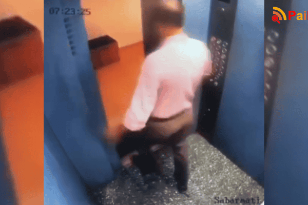 Homem escapa por pouco de ser esmagado ao descer de elevador em movimento