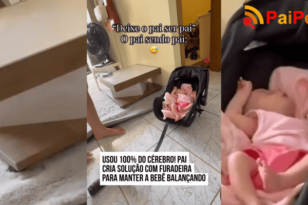 Usou 100% do cérebro! Pai cria solução com furadeira para manter a bebê balançando