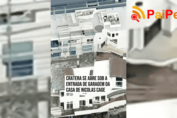 Cratera se abre sob a entrada de garagem da casa de Nicolas Cage
