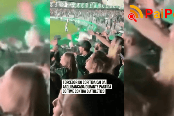 Torcedor do Coritiba cai da arquibancada durante partida do time contra o Athletico