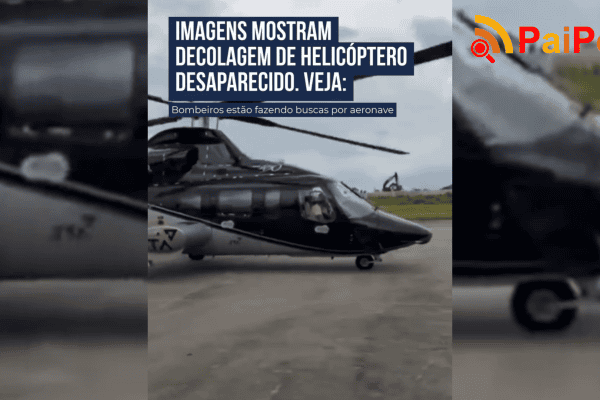 Imagens mostram decolagem de helicóptero desaparecido. Veja: bombeiros estão fazendo buscas por aeronave.
