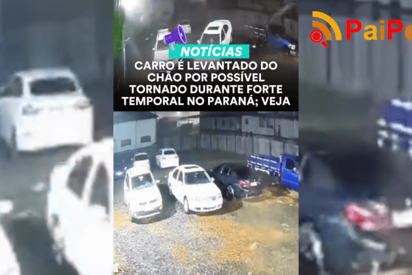 Carro é levantado do chão por possível tornado durante forte temporal no Paraná; veja