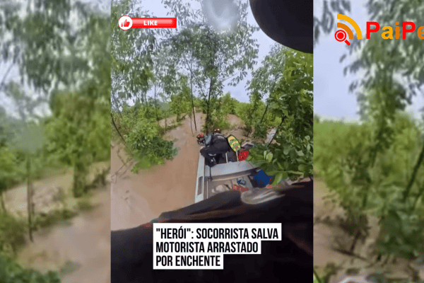 “Heroi”: Socorrista salva motorista arrastado por enchente