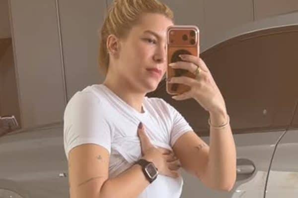 Lore Improta exibe barriga após 3 meses do parto de Levi: “melhorou bastante”