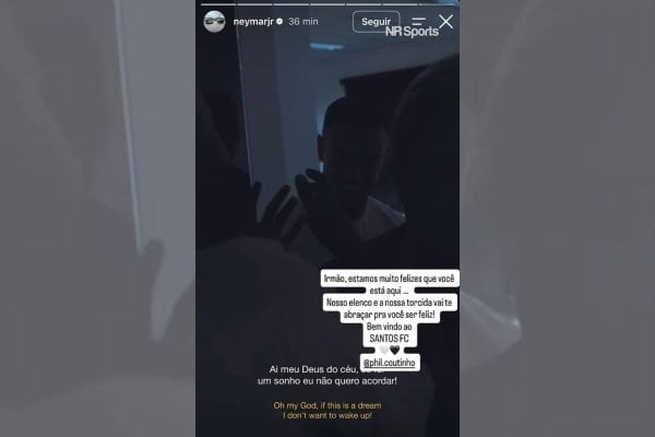Neymar revela contratação de Philippe Coutinho pelo Santos em publicação no Instagram