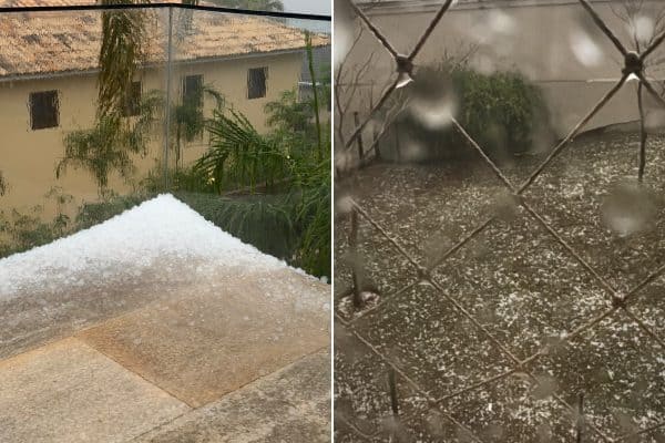 Chuva de granizo surpreende moradores de Belo Horizonte no domingo