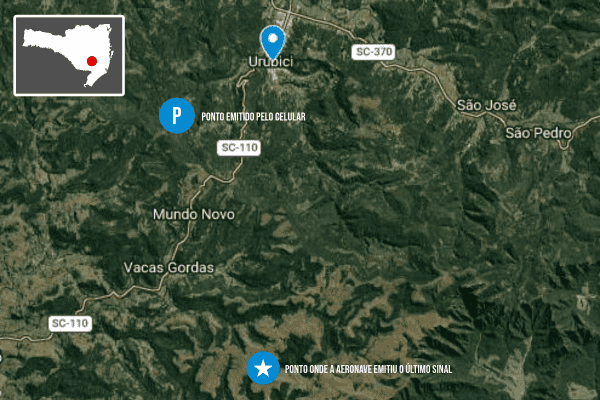 Bombeiros revelam localização dos últimos sinais de helicóptero com Rick em SC