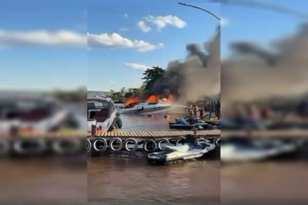 Incêndio em lancha no Lago Paranoá deixa uma vítima internada no DF