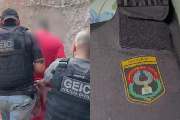 Casal de traficantes preso com colete do Detran-DF em Valparaíso de Goiás
