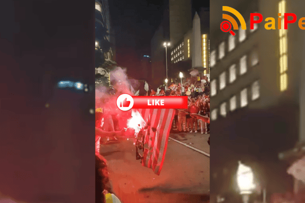Apoiadores de Lula criticam capitalismo, EUA e celebram fogo em bandeira