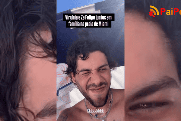 Virgínia e Ze Felipe juntos em família na praia de Miami