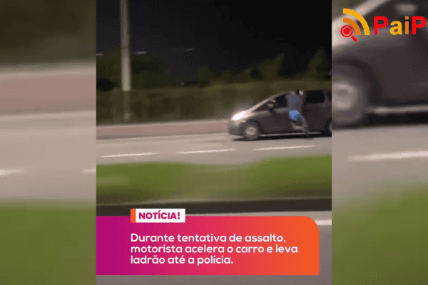 Durante tentativa de assalto, motorista acelera o carro e leva ladrão até a polícia