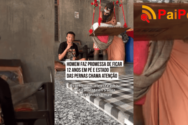 Homem faz promessa de ficar 12 anos em pé, e estado das pernas chama atenção