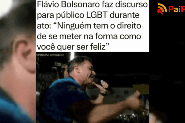 Flávio Bolsonaro faz discurso para público LGBT durante ato: “Ninguém tem o direito de se meter na forma como você quer ser feliz”