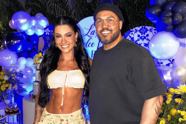Rayane Figliuzzi posa com Belo em festa e afirma: “Estamos juntos”