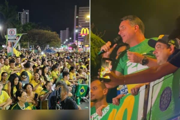 Flávio Bolsonaro promete “virar página do PT” em ato em Minas Gerais