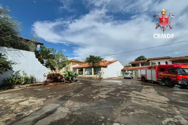Chuva Forte no Lago Norte Derruba Árvore Sobre Muro de Casa