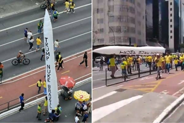 Manifestantes pedem ataque nuclear dos EUA durante ato pró-Flávio em São Paulo