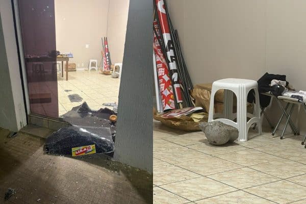 Comitê de Lula em Joinville é alvo de ataque com pedra