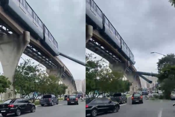 Guindaste cai sobre trilho e provoca acidente com trem da Linha 15-Prata