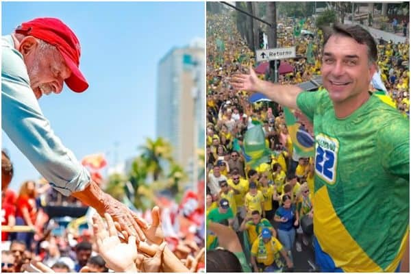 No último dia de campanha, Lula e Flávio lotam ruas em atos no Rio e em BH